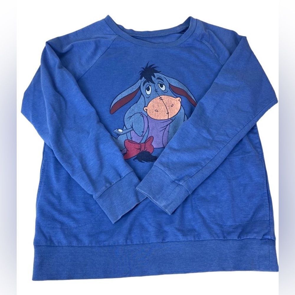 Vintage Disney Eeyore Crewneck Sweatshirt Juniors Large Blue Casual Lightweight